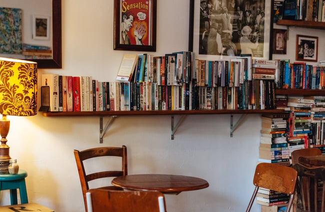 Books on shelves.