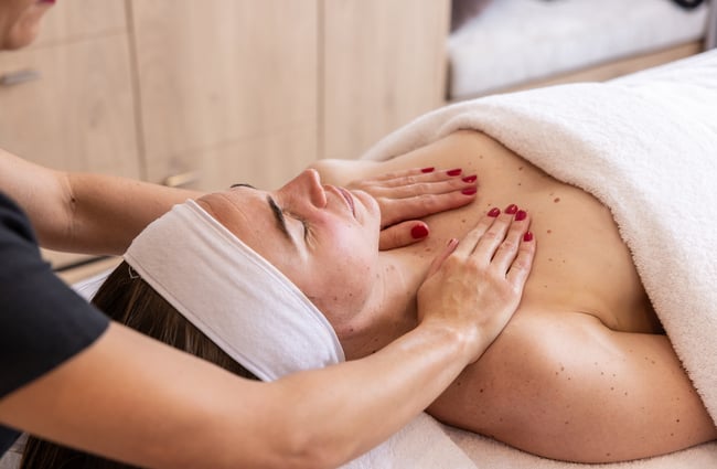 Client being massaged during a treatment at Renaissance.