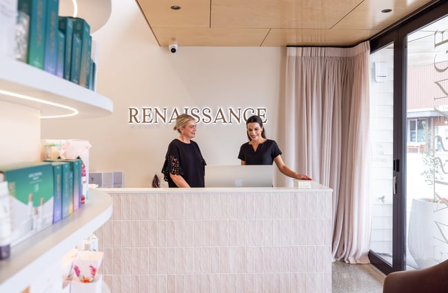 Therapists standing at front counter at Renaissance.