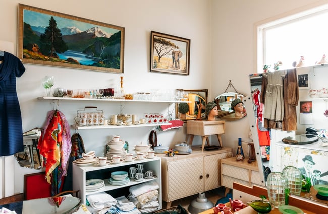 The inside of Retro store in Gisborne.