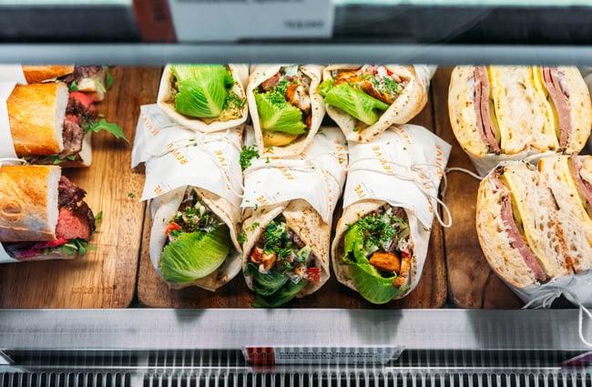 Close up of wraps in cabinet at Revive Espresso in Petone