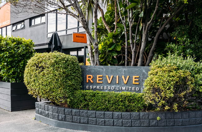 Entrance sign to Revive Espresso in Petone