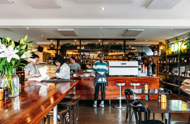 Overview of front counter and cafe area at Revive Espresso in Petone
