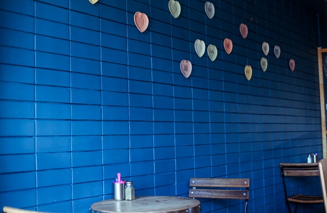 A blue wall.
