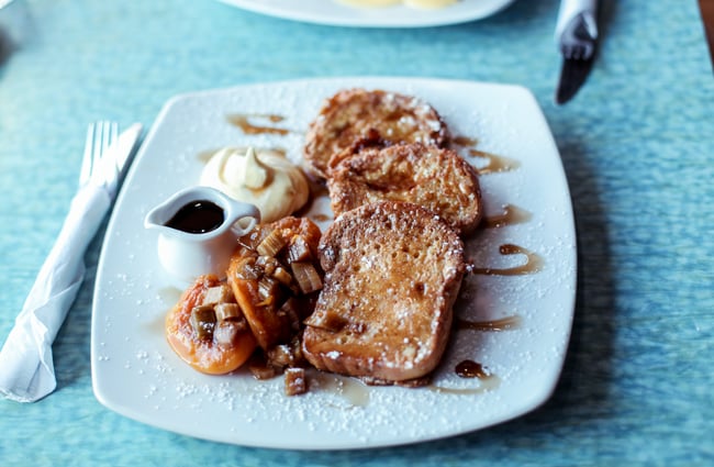A close up photo of the french toast at Rhubarb cafe.