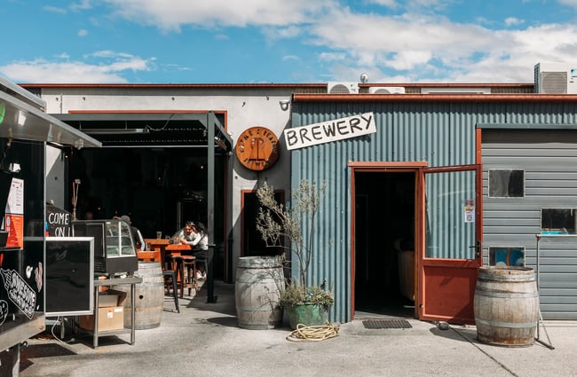 The entrance to Rhyme x Reason brewery and taproom.