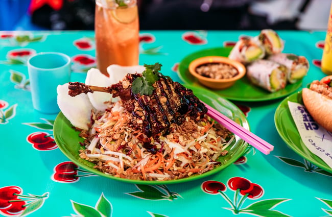 A close of up Vietnamese food on a plate.