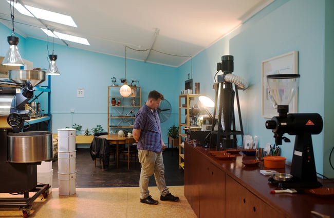 A man in the cafe.