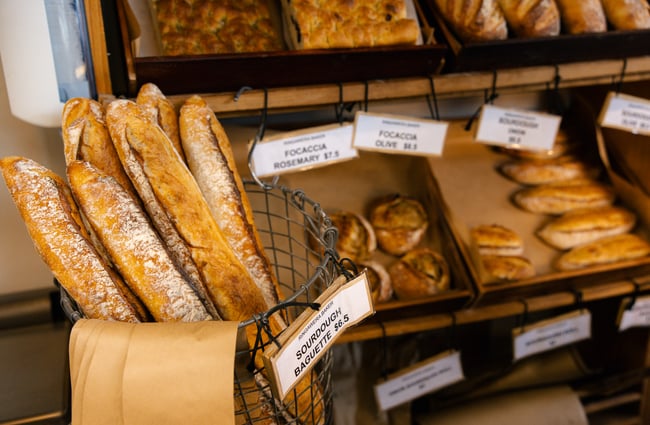 Close up of baguettes at Ringawera Baker.