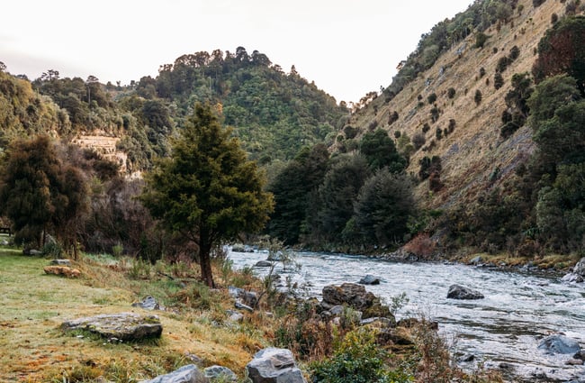 The river next to River Valley Lodge in Taihape.
