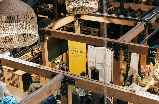 View from above the rafters of the market below.