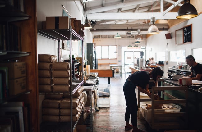 Workers busy in the shop.