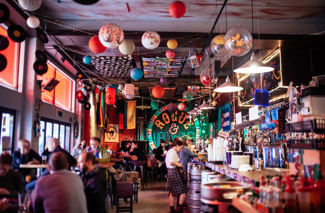 Inside the bar.
