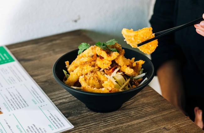 Close up of food on a plate.