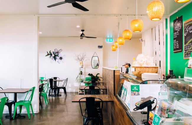 The inside of the restaurant.