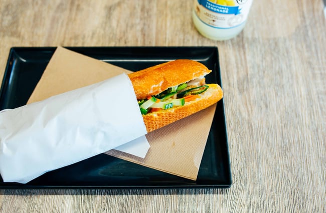 Close up of Banh Mi.