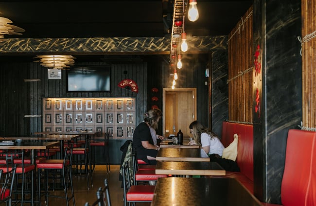 Table of customers at Saikou, Timaru.