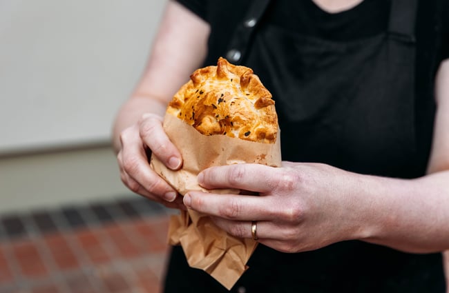 Pie in a paper bag at Salut Pies.