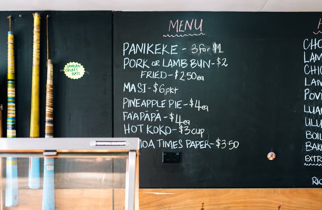 Chalk board menu.