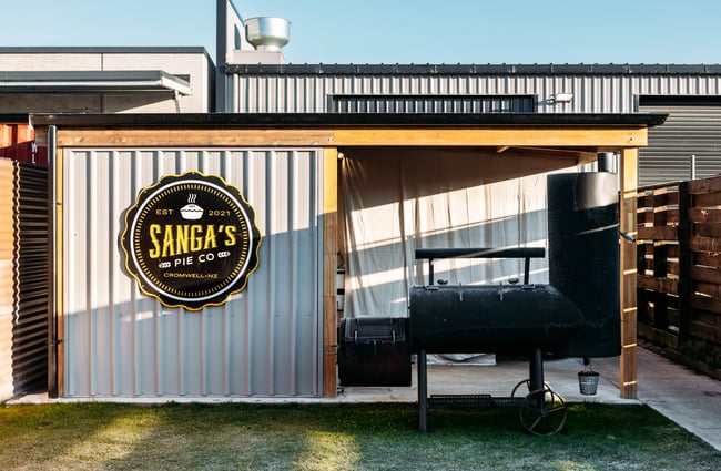 Outdoor seating area at Sangas Pies Cromwell Central Otago.