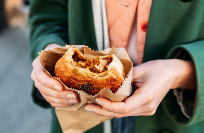 A close up of a chicken pie.