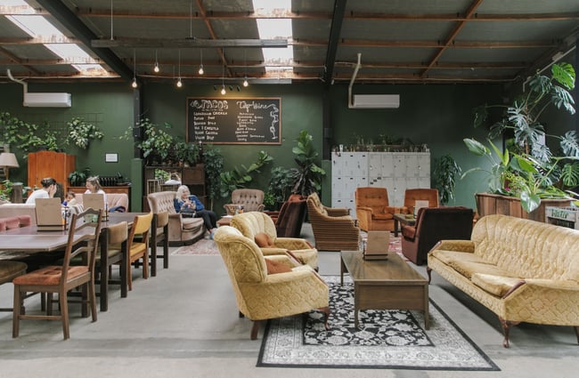 Vintage furniture in a cafe.