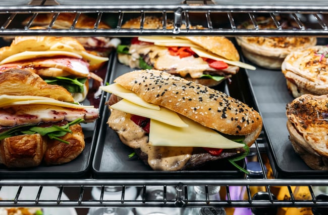 Sandwiches in the cabinet at Sentinel Cafe in Hamilton.