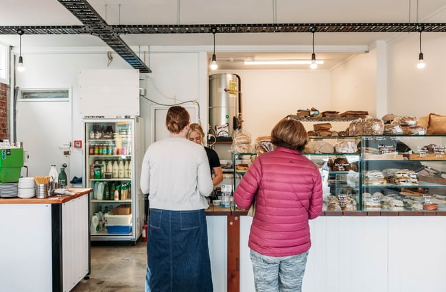 Customers ordering at Shelly Bay Baker on Karori Road.