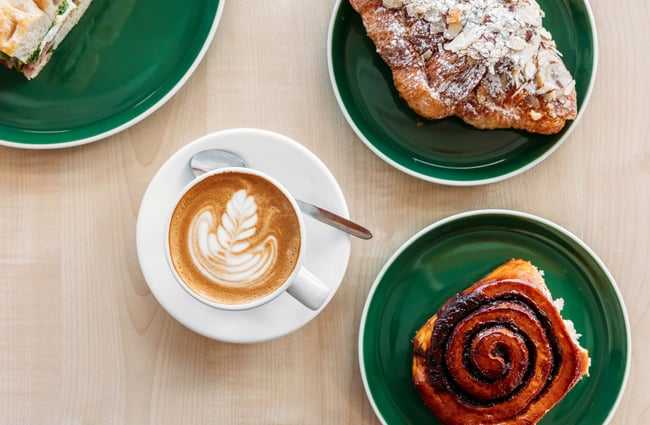 Coffee and pastry at Shelly Bay Baker on Karori Road.