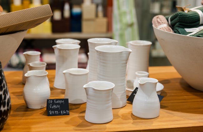 Different sized ceramics on display at Shopology.