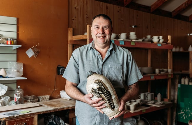 Close up of Silenzio Pottery's Andrew Killick