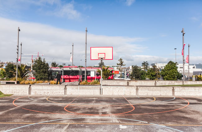 Outdoor basketball court.