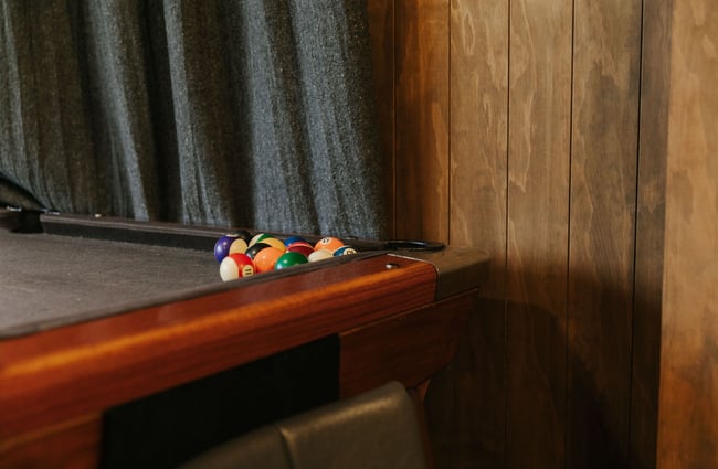 Balls on the pool table at Silverstream Hotel, Kimbell.