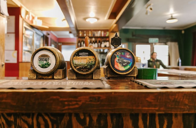 Beer taps at Silverstream Hotel, Kimbell.
