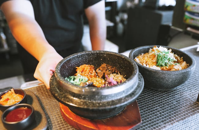 Dish of food on the pass at Simon and Lee, Auckland.