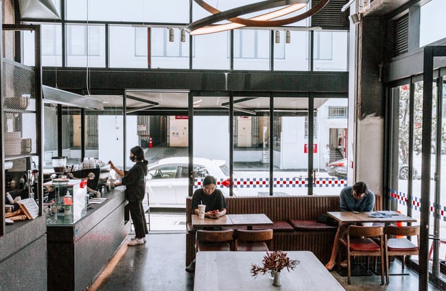 Interior view of the restaurant area at Simon and Lee, Auckland.