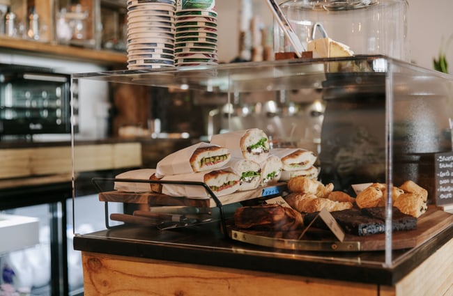 Baked goods on counter top at Six Ounces.