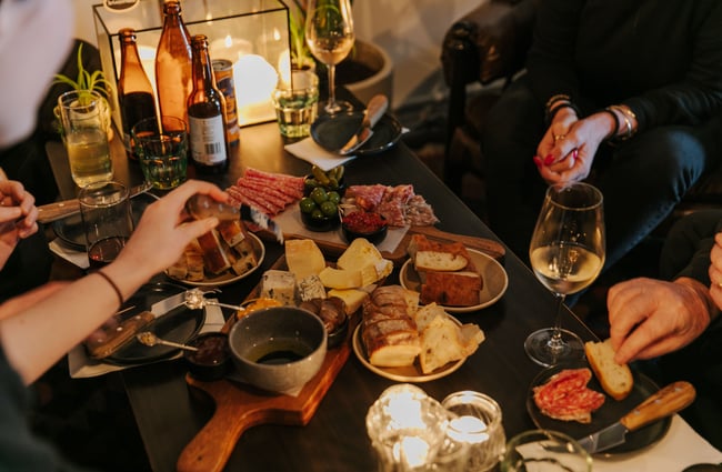 People enjoying a platter at Six Ounces, Christchurch.