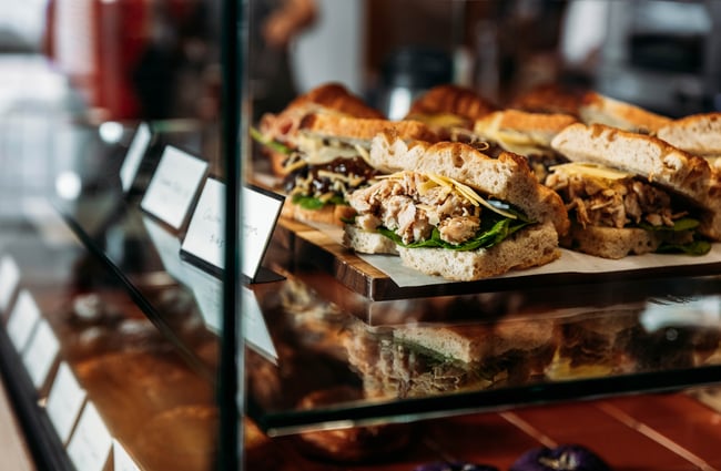 Sandwich cabinet at Sketchbook Coffee.