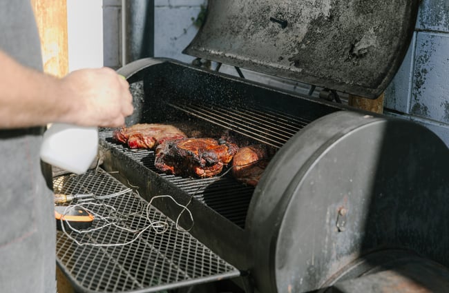 Meat on the BBQ at Slam Club.
