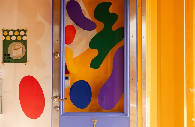 A colourful stain glass window.
