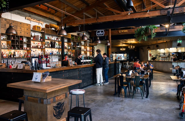 A large restaurant space inside Smoke in Ashburton.
