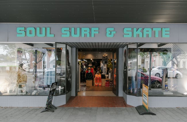 A view of the entrance to the shop from the footpath.