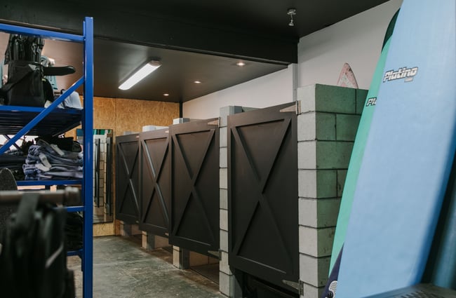 A view of the changing rooms from inside the store.