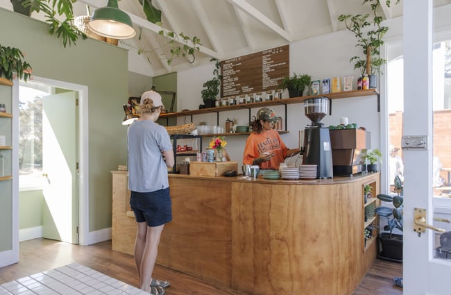 Coffee counter and food cabinet at Soulful Coffee Diamond Harbour.