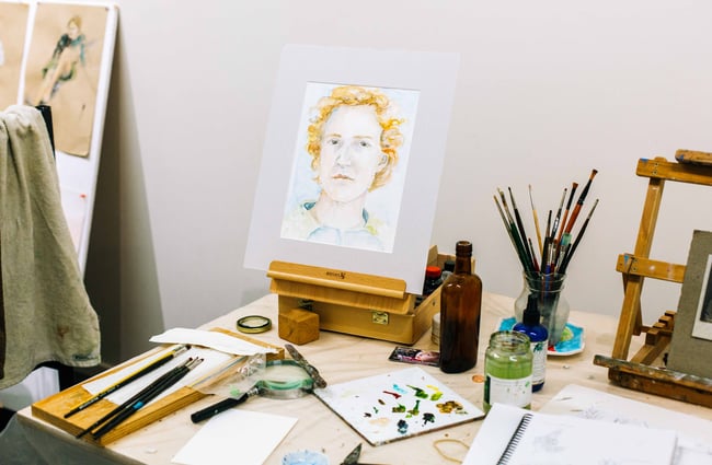 Close up of art supplies.