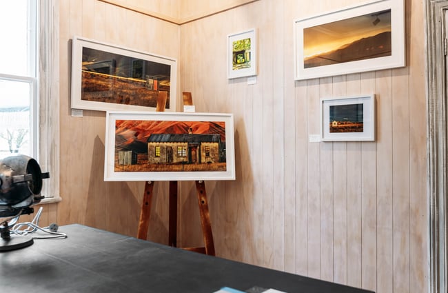 Works of art on display inside Stardust Gallery Naseby Central Otago.