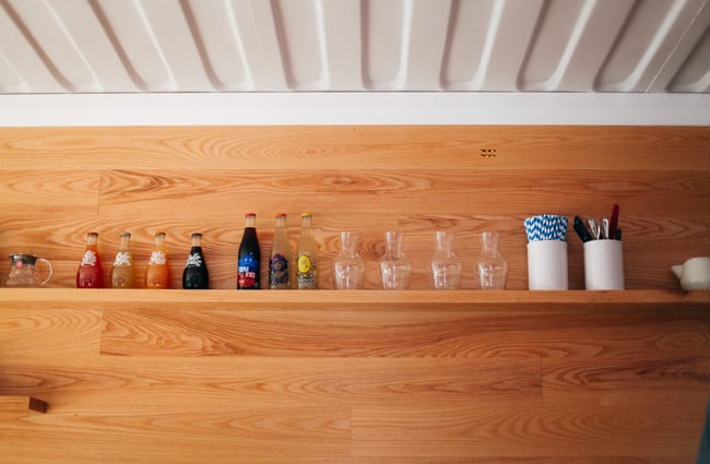 Bottles on a shelf.