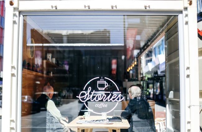 The cafe's window.