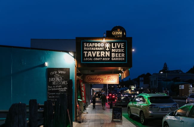 Sign outside Strawberry Tree.
